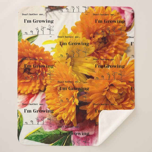 Flower Sharpa blanket, Soft fleece throw (Front)