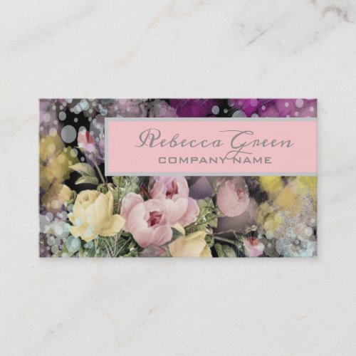 Flower shop Florist watercolor pink floral Business Card