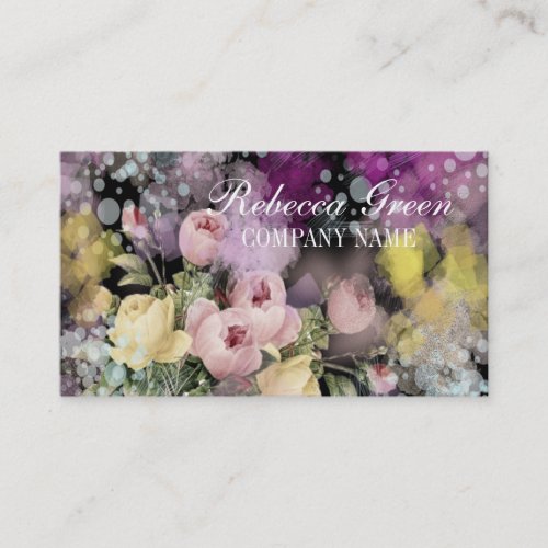 Flower shop Florist watercolor pink floral Business Card