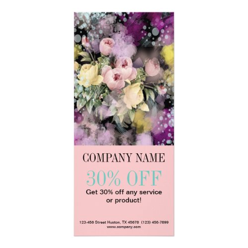 Flower shop Florist watercolor pink floral Rack Card
