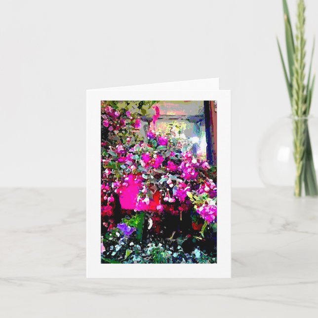 Flower Shop in Paris France Art Print Note Card (Front)