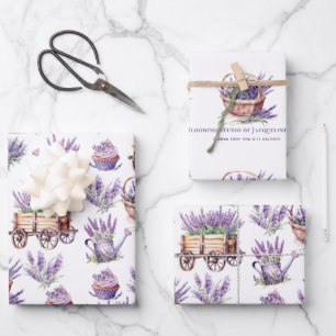 Flower Shop Lavender Personalized Wrapping Paper Sheets