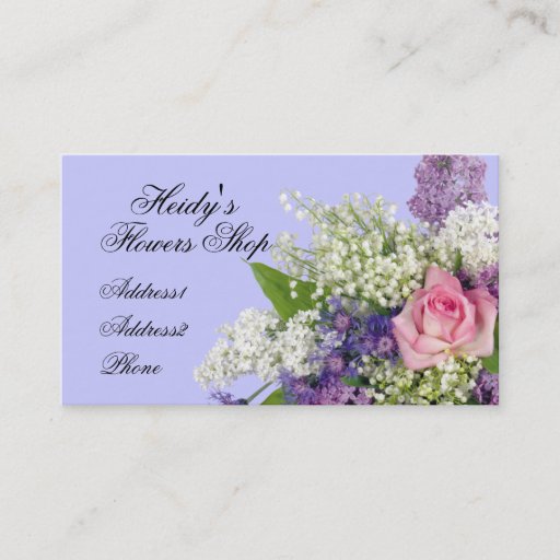 Customizable Flower Shop Rose and Lilacs Business Card