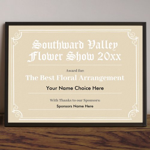 Flower Show Certificate Poster