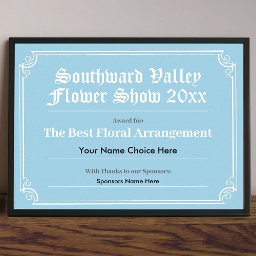 Flower Show Certificate Poster