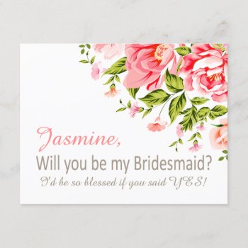 Flower Shower Will You Be My Bridesmaid? | Pink Invitation by glamprettyweddings at Zazzle