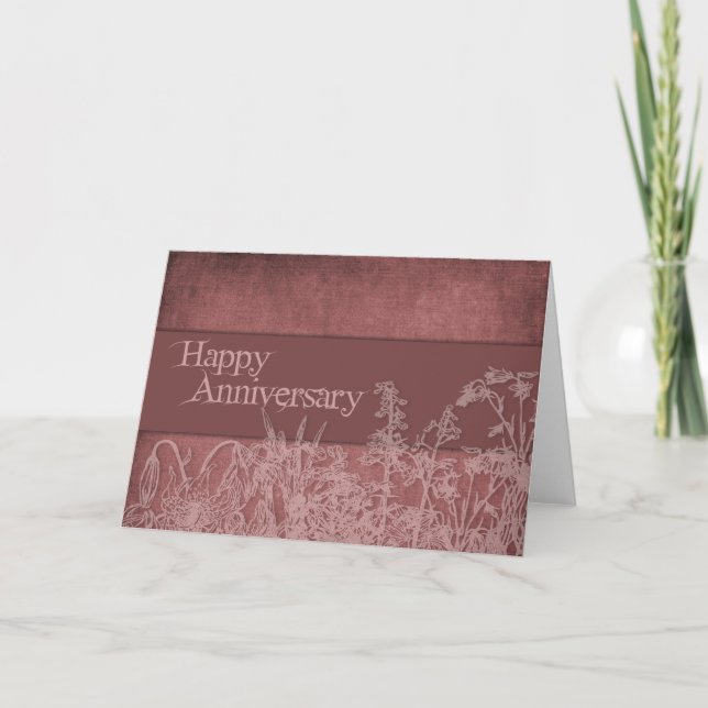 Flower Silhouettes Anniversary Card (Front)