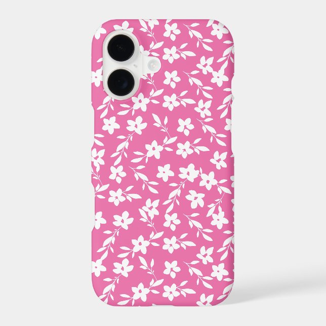 Flower Silhouettes Pink and White iPhone Case (Back)