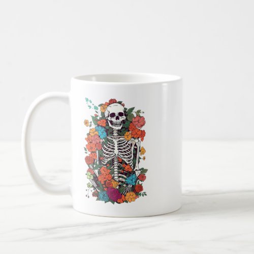Flower Skeleton Bouquet Botanical Gothic Halloween Coffee Mug
