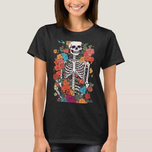 Flower Skeleton Bouquet Botanical Gothic Halloween T_Shirt