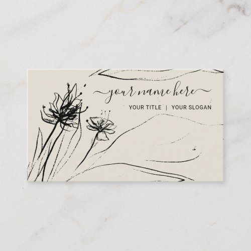 Flower Sketch Elegant handdrawn girly Paper Business Card