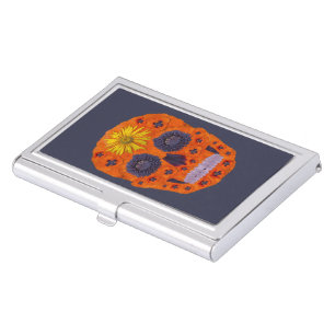 Flower Skull 1 Business Card Holder