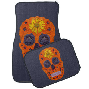 Flower Skull 1 Car Mat