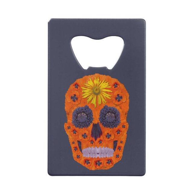 Flower Skull 1 Credit Card Bottle Opener (Front)