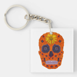 Flower Skull 1 Keychain