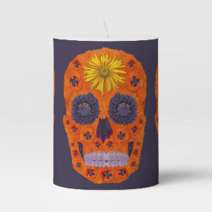 Flower Skull 1 Pillar Candle