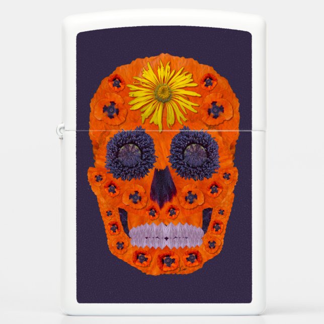 Flower Skull 1 Zippo Lighter (Front)