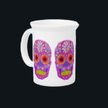 Flower Skull 2 Drink Pitcher<br><div class="desc">My Day of the Dead skull celebrates life and death with a collage of some of Colorado's wildflowers, including wild roses, crown vetch, pineywoods geranium, blue flax, and more.</div>