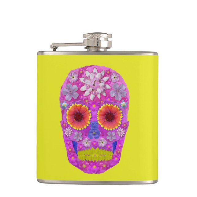Flower Skull 2 Flask (Front)