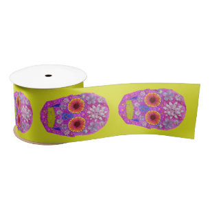 Flower Skull 2 Satin Ribbon
