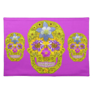 Flower Skull 3 Cloth Placemat