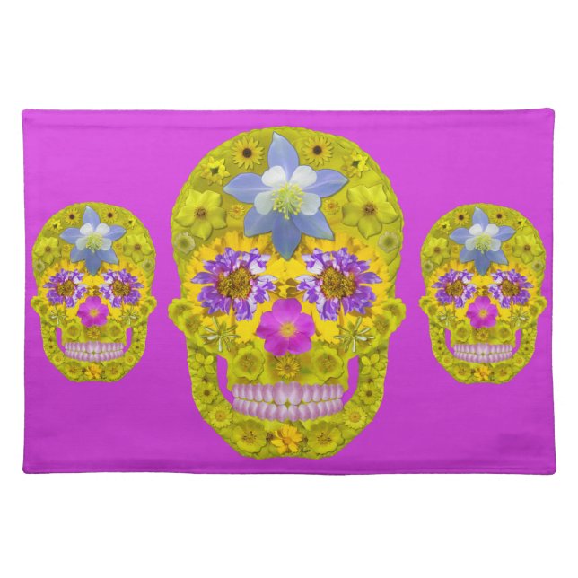 Flower Skull 3 Cloth Placemat (Front)