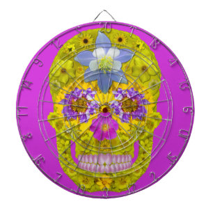 Flower Skull 3 Dartboard With Darts