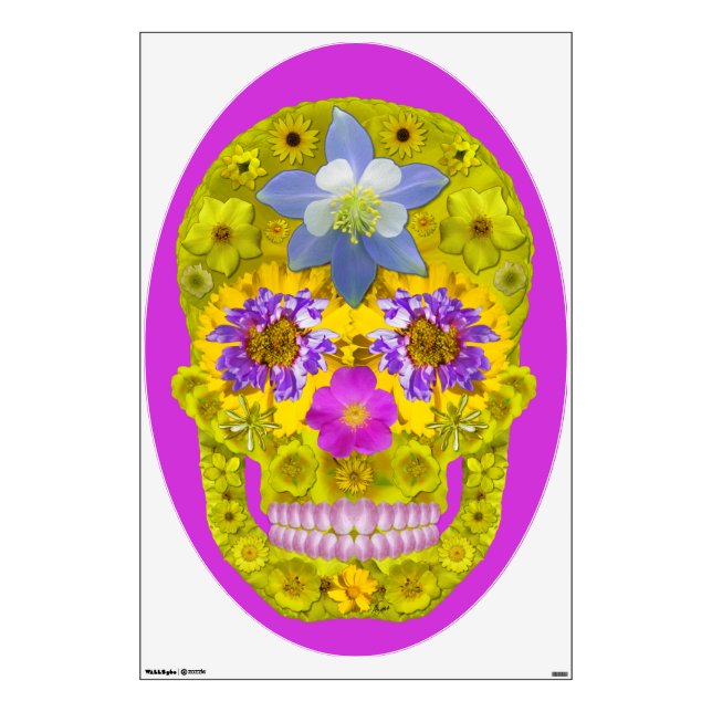 Flower Skull 3 Wall Decal (Front)