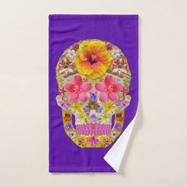 Flower Skull 4 -  Tropical Bath Towel Set (Hand Towel)
