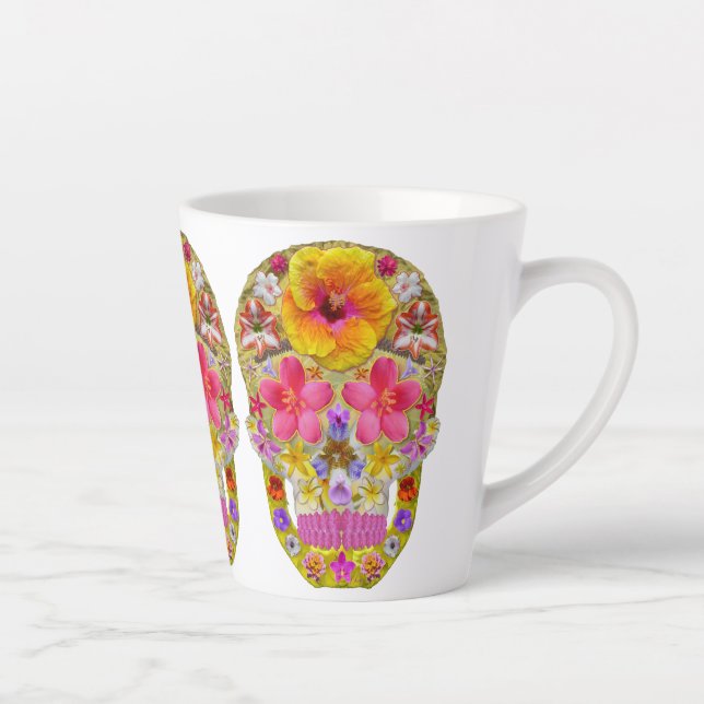 Flower Skull 4 - Tropical Latte Mug (Right)