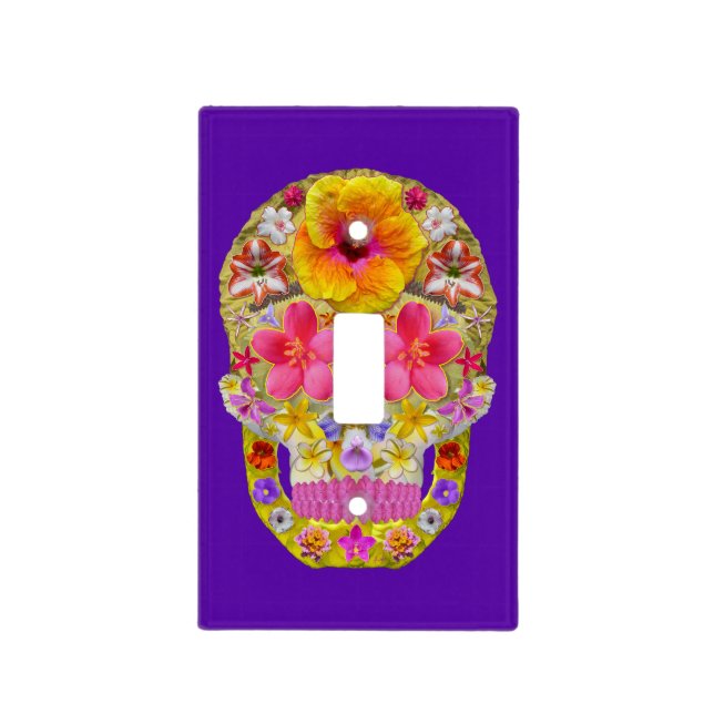 Flower Skull 4 - Tropical Light Switch Cover (Front)