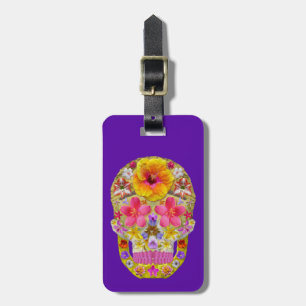 Flower Skull 4 - Tropical Luggage Tag