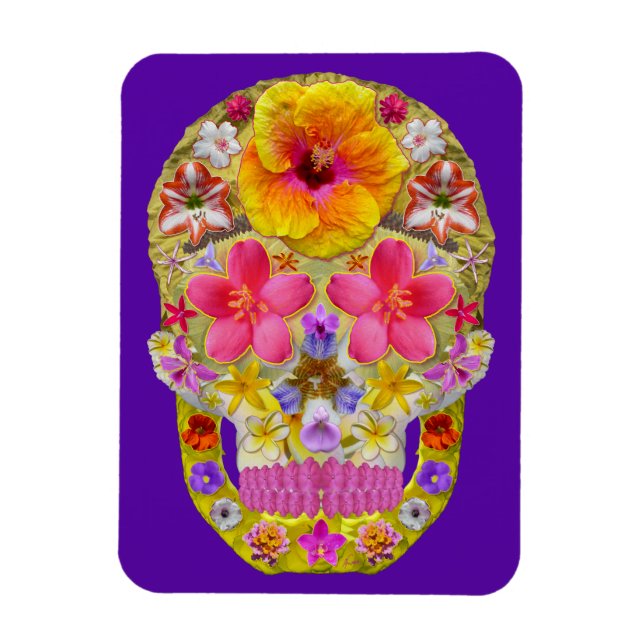 Flower Skull 4 - Tropical Magnet (Vertical)