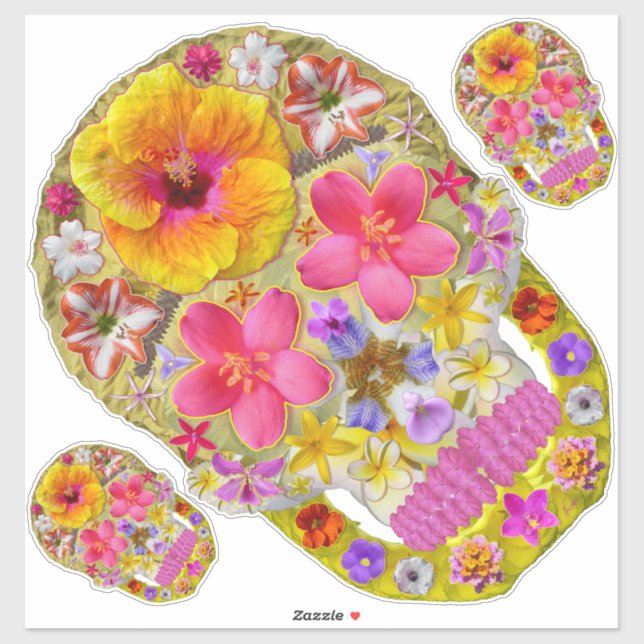 Flower Skull 4-Tropical Sticker (Sheet)