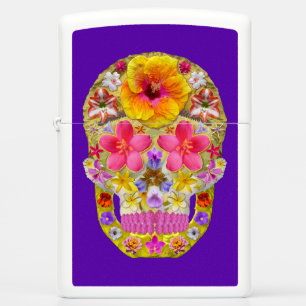 Flower Skull 4-Tropical Zippo Lighter