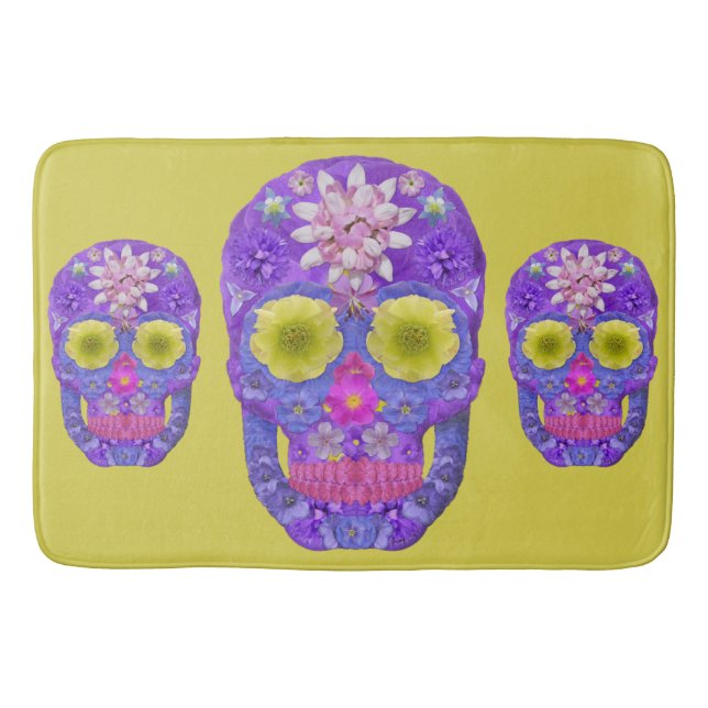 Flower Skull 5 Bath Mat (Front)