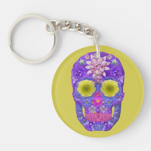 Flower Skull 5 Keychain (Front)