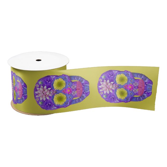 Flower Skull 5 Satin Ribbon (Spool)