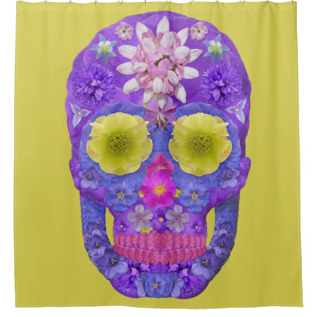 Flower Skull 5 Shower Curtain (Front)