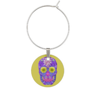 Flower Skull 5 Wine Charm