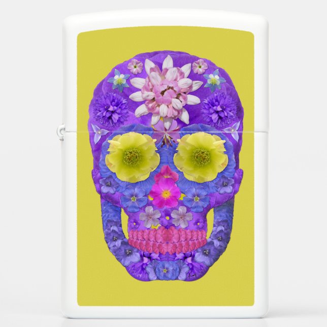 Flower Skull 5 Zippo Lighter (Front)