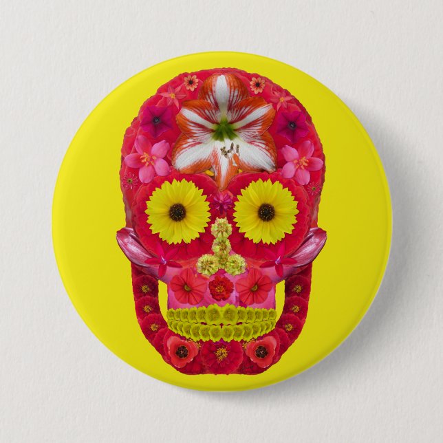 Flower Skull 6 Button (Front)