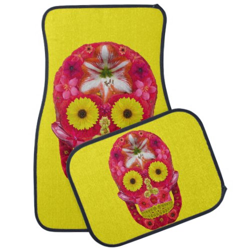 Flower Skull 6 Car Floor Mat