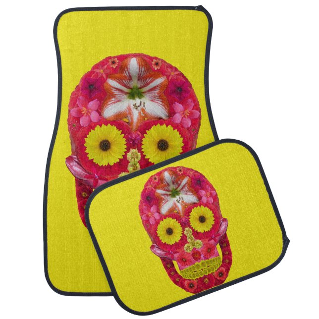 Flower Skull 6 Car Floor Mat (Set)