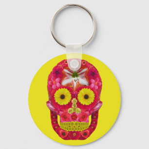 Flower Skull 6 Keychain