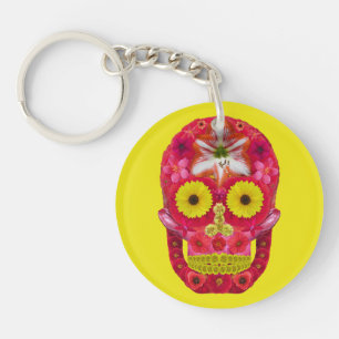 Flower Skull 6 Keychain