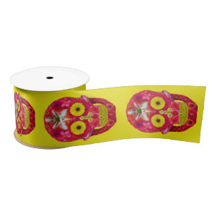 Flower Skull 6 Satin Ribbon