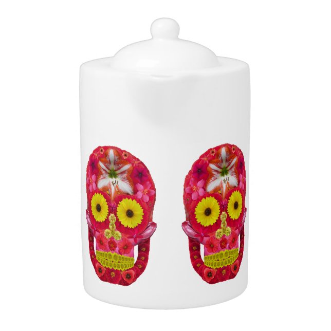 Flower Skull 6 Teapot (Front)