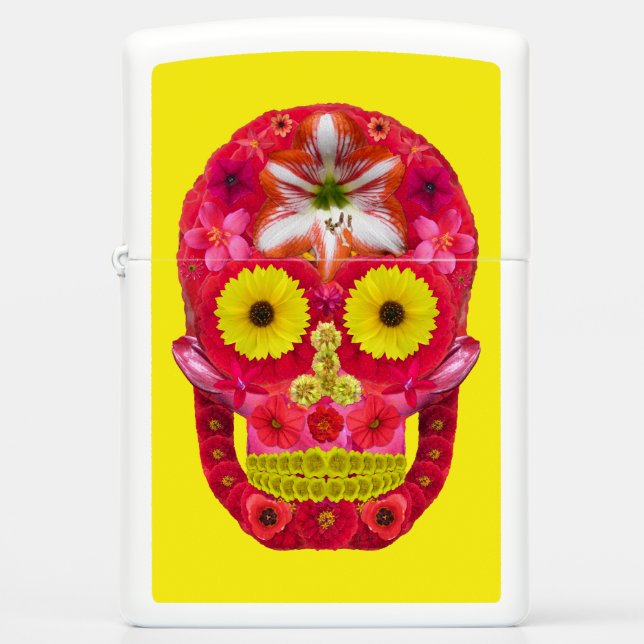 Flower Skull 6 Zippo Lighter (Front)