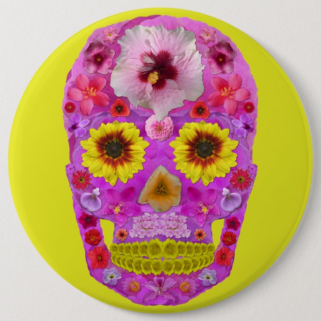 Flower Skull 7 Button (Front)